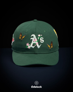 کلاه کپ اسنپ بک نیو ارا OAKLAND ATHLETICS BUTTERFLY کاستوم سبز نمای روبرو